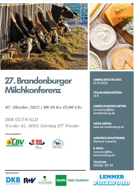 Flyer Veranstaltung 27. Brandenburger Milchkonferenz