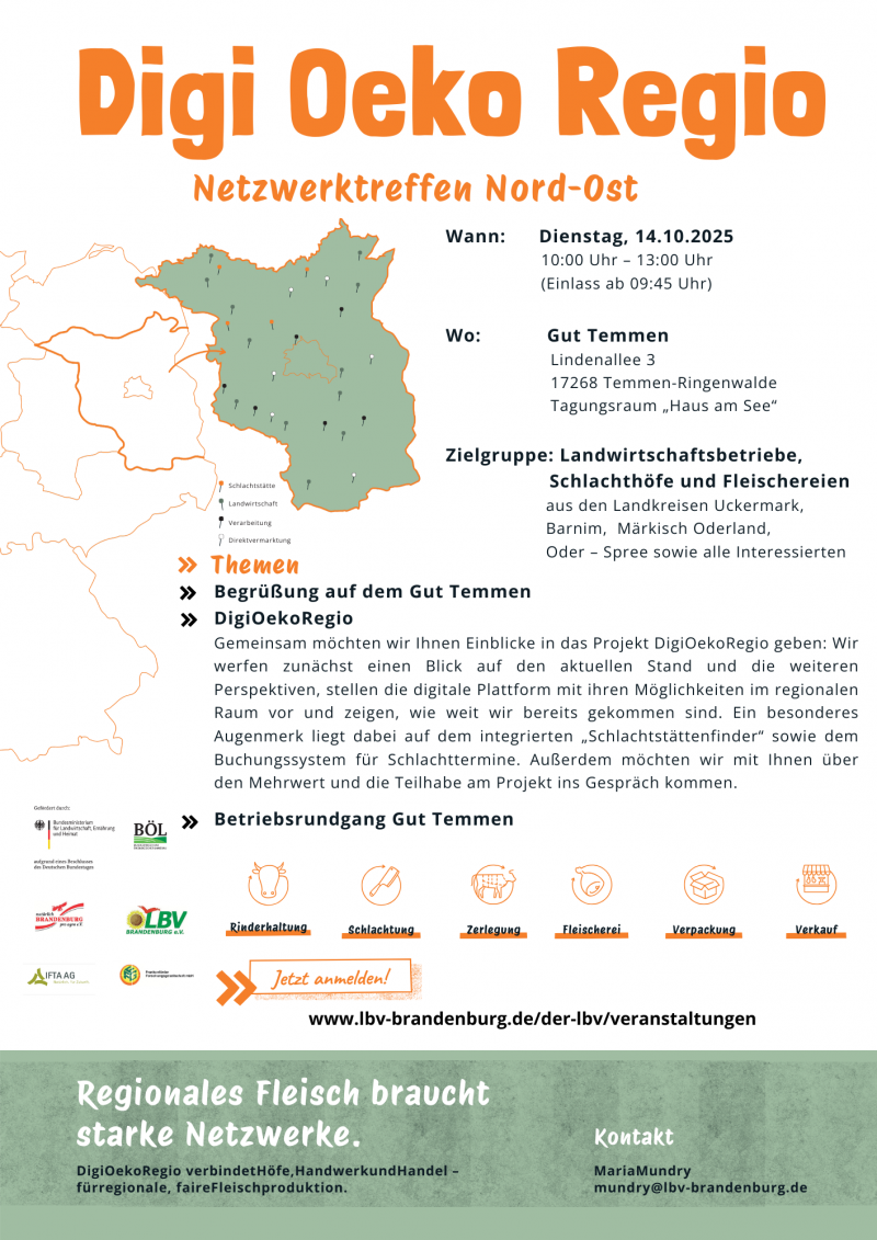 Flyer Veranstaltung 1. Netzwerktreffen Modellregion „Nordost“ | DigiOekoRegio